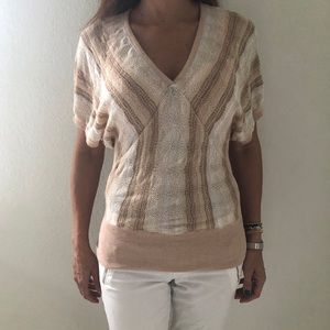 bebe Tops - Bebe Beige/ White Striped Top Size S V Neck bebe Tops - Bebe Beige/ White Striped Top Size S V Neck